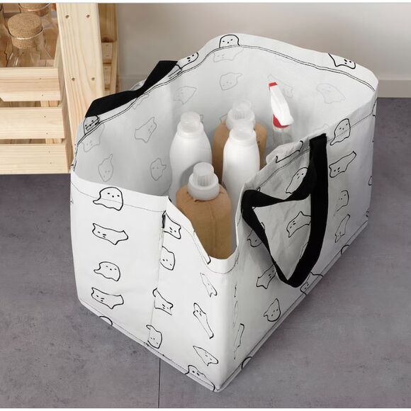 Ikea‎ KUSTFYR Shopping Bag Tote Large White/Black Ghost Halloween! - Picture 3 of 5